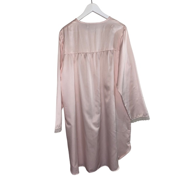 Kim Rogers Vintage Light Pink Satin Nightgown XL Lace Trim Embroidery 90s Era - Picture 2 of 9